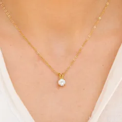 waterproof zirkoon ketting met hanger in verguld staal - OCEANA