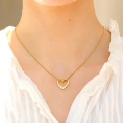 waterproof hart ketting in verguld staal - OCEANA