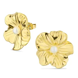 waterproof bloem oorbellen in verguld staal - OCEANA