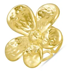 waterproof bloem verstelbaar ring in verguld staal - OCEANA