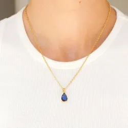 waterproof blauwe ketting in verguld staal - OCEANA