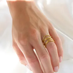 waterproof verstelbaar ring in verguld staal - OCEANA