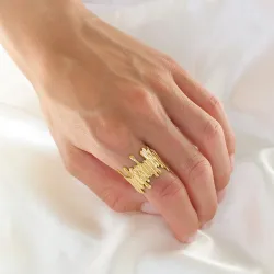 waterproof verstelbaar ring in verguld staal - OCEANA