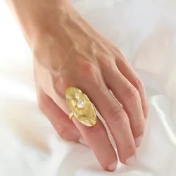 waterproof verstelbaar ring in verguld staal - OCEANA