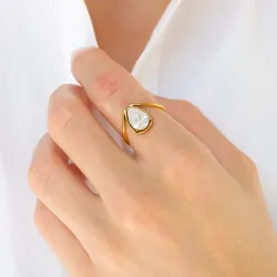 waterproof ring in verguld staal - OCEANA