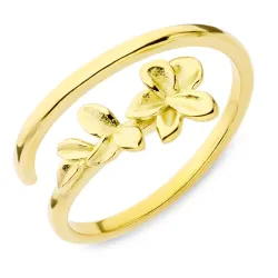 waterproof bloem ring in verguld staal - OCEANA