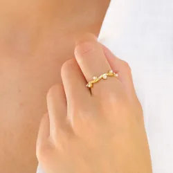 waterproof parel ring in verguld staal - OCEANA