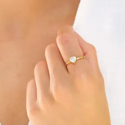 waterproof hart ring in verguld staal - OCEANA