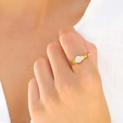 waterproof ring in verguld staal - OCEANA