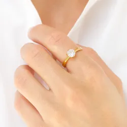 waterproof solitaire ring in verguld staal - OCEANA