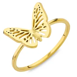 waterproof vlinder ring in verguld staal - OCEANA