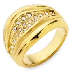 waterproof zirkoon ring in verguld staal - OCEANA