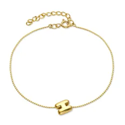 waterproof letter h armband in verguld staal - OCEANA