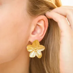 waterproof bloem oorbellen in verguld staal - OCEANA