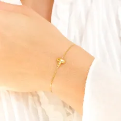 waterproof letter t armband in verguld staal - OCEANA
