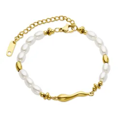 waterproof parel armband in verguld staal - OCEANA