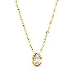 waterproof druppel ketting met hanger in verguld staal - OCEANA