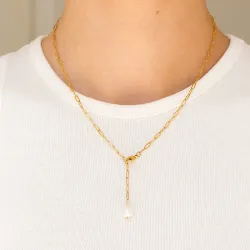 waterproof parel ketting met hanger in verguld staal - OCEANA