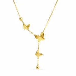 waterproof vlinder Y-ketting in verguld staal - OCEANA