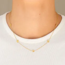 waterproof bloem ketting in verguld staal - OCEANA