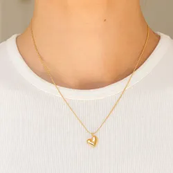 waterproof hart ketting in verguld staal - OCEANA