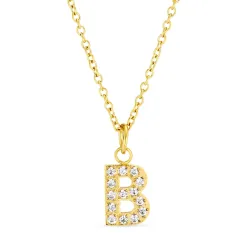 waterproof letter b zirkoon ketting met hanger in verguld staal - OCEANA