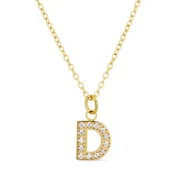 waterproof letter d ketting met hanger in verguld staal - OCEANA