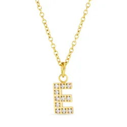 waterproof letter e zirkoon ketting met hanger in verguld staal - OCEANA
