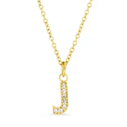 waterproof letter j zirkoon ketting met hanger in verguld staal - OCEANA