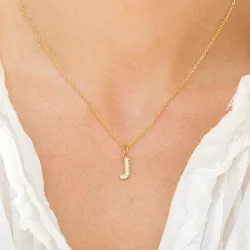 waterproof letter j zirkoon ketting met hanger in verguld staal - OCEANA