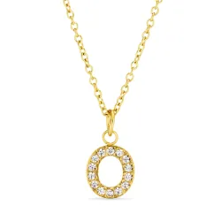 waterproof letter o zirkoon ketting met hanger in verguld staal - OCEANA