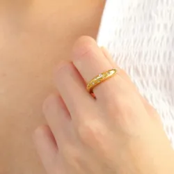 waterproof zirkoon ring in verguld staal - OCEANA