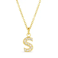 waterproof letter s zirkoon ketting met hanger in verguld staal - OCEANA