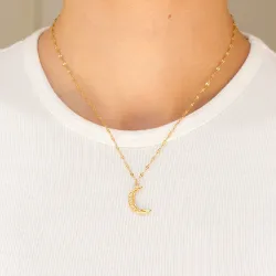 waterproof maan ketting met hanger in verguld staal - OCEANA