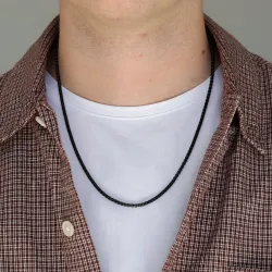 waterproof ketting in zwart staal 55 cm x 3 mm  - OCEANA