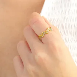 waterproof zirkoon ring in verguld staal - OCEANA