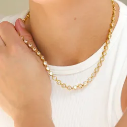 waterproof zirkoon ketting in verguld staal - OCEANA