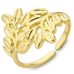 waterproof blad ring in verguld staal - OCEANA