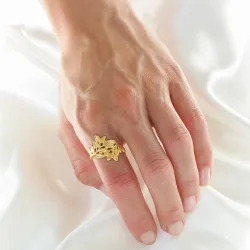 waterproof blad ring in verguld staal - OCEANA
