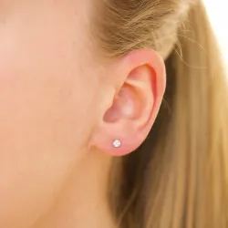 3 mm waterproof zirkoon solitaire oorbel in staal - OCEANA