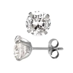 8 mm waterproof solitaire oorbel in staal - OCEANA