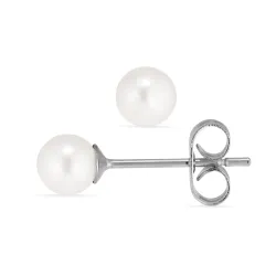 5 mm waterproof witte parel oorsteker in staal - OCEANA