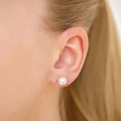 7 mm waterproof witte parel oorsteker in staal - OCEANA