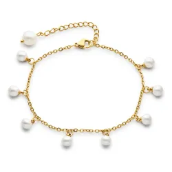 waterproof enkelbandje in verguld staal 19,5 + 5 cm x   - OCEANA