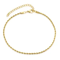 waterproof enkelbandje in verguld staal 22 + 5 cm x 2,0 mm  - OCEANA