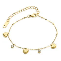 waterproof hart armband in verguld staal 17 + 5 cm x 7,4 mm  - OCEANA