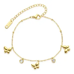 waterproof vlinder armband in verguld staal 17 + 5 cm x 8,9 mm  - OCEANA