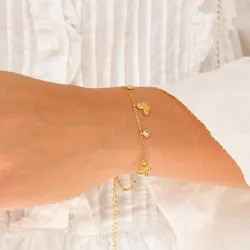 waterproof vlinder armband in verguld staal 17 + 5 cm x 8,9 mm  - OCEANA