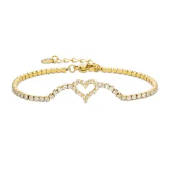 waterproof hart zirkoon armband in verguld staal 17 + 3 cm x 10,0 mm  - OCEANA