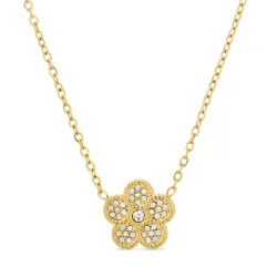 waterproof bloem ketting in verguld staal - OCEANA